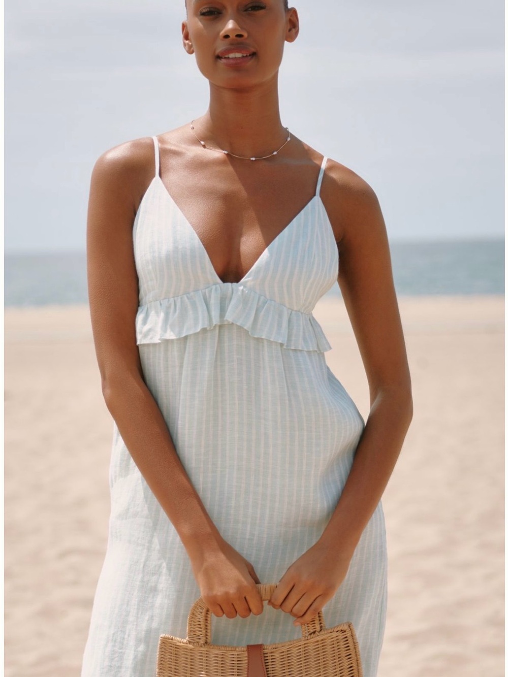 sundays Light Blue and White Striped Maxi Dress - Picture 3 of 8